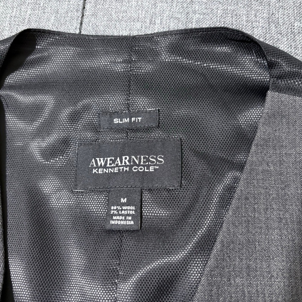 Kenneth Cole Vest Suit Pants Medium Gray Slim Fit Awareness Wool Career Office - Picture 4 of 9